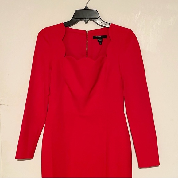 Maggy London Dress Scalloped Neck Long Sleeve Career Evening Cocktail - Picture 7 of 12